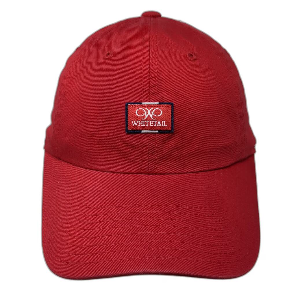 American Needle Baseball Cap Red One Size Whitetail Resort Patch Slideback Hat